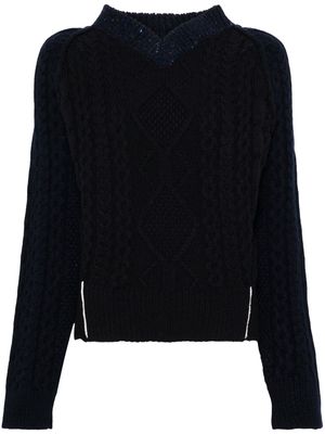 Victoria Beckham V-neck cable-knit jumper - Blue