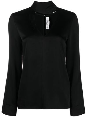 Victoria Beckham V-neck fringed satin blouse - Black