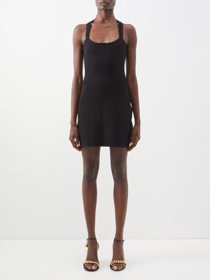 Victoria Beckham - Vb Body Scalloped Jersey Mini Dress - Womens - Black