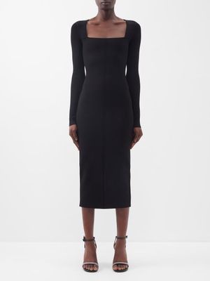 Victoria Beckham - Vb Body Square-neckline Jersey Midi Dress - Womens - Black