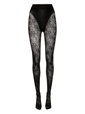 Victoria Beckham VB monogram lace tights - Black