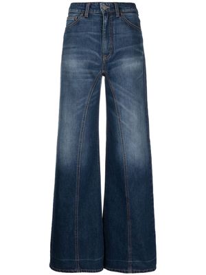 Victoria Beckham wide-leg cotton jeans - Blue