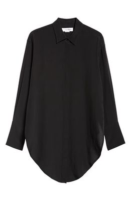 Victoria Beckham Wrap Front Silk Crêpe de Chine Shirt in Black