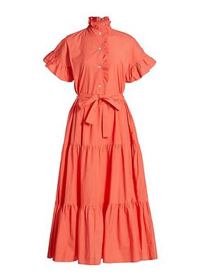 Victoria Belted Cotton Midi-Dress