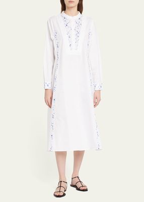 Victoria Floral-Embroidered Kaftan Maxi Dress