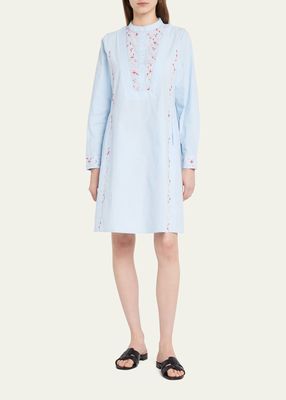 Victoria Floral-Embroidered Knee-Length Dress