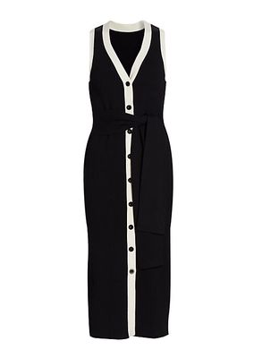 Victoria Tipped Tie-Waist Midi-Dress