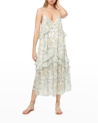 Victory Tiered Floral Cotton Midi Dress