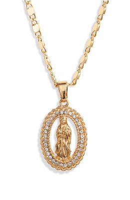 VIDAKUSH Crystal Embellished Guadalupe Pendant Necklace in Gold