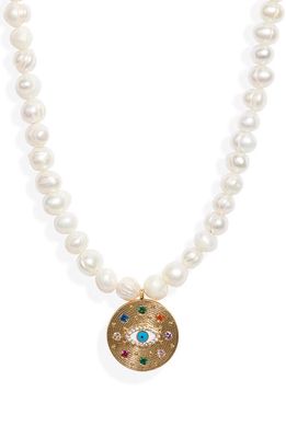 VIDAKUSH Eyes on Me Imitation Pearl Necklace in Pearl/Gold