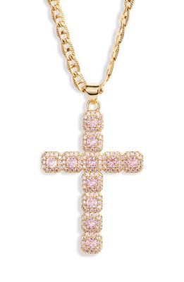 VIDAKUSH Fantasy Cubic Zirconia Cross Pendant Necklace in Light Pink