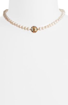 VIDAKUSH La Virgen Freshwater Pearl Necklace in Pearl/Gold