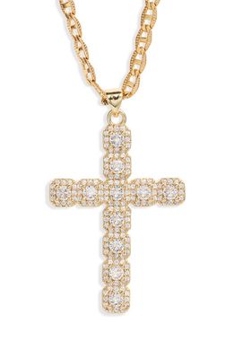 VIDAKUSH Large Cubic Zirconia Cross Pendant Necklace in Gold