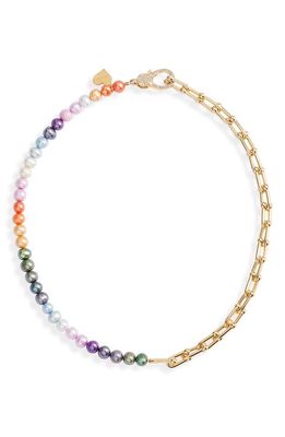 VIDAKUSH Multicolor Freshwater Pearl Chain Necklace in Multi/Gold