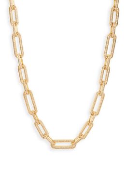 VIDAKUSH Pavé Paper Clip Link Chain Necklace in Gold