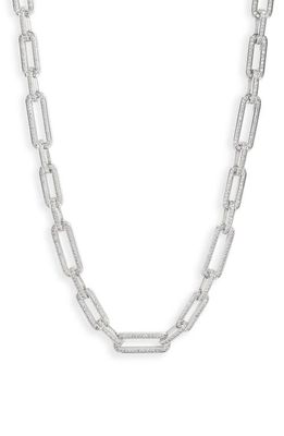 VIDAKUSH Pavé Paper Clip Link Chain Necklace in Silver