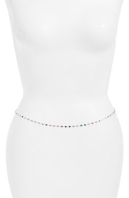 VIDAKUSH Rainbow Crystal Station Belly Chain in Multi/Silver