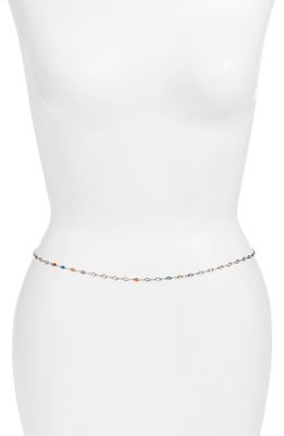 VIDAKUSH Rainbow Crystal Station Belly Chain in Silver