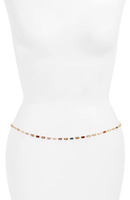 VIDAKUSH Rectangular Crystal Station Belly Chain in Multi/Gold 