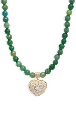 VIDAKUSH Smooth Jade Royal Heart Pendant Necklace in Green/Gold