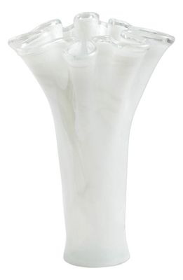 VIETRI FT ONDA GLASS WHITE TALL VASE