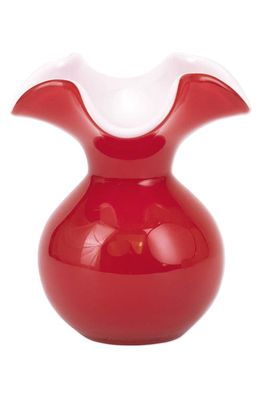 VIETRI Hibiscus Fluted Bud Vase in Red