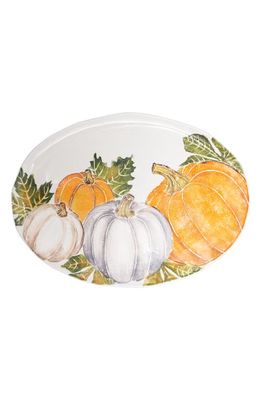 VIETRI Large Pumpkins Oval Serving Platter in Orange Multi
