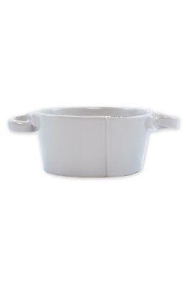 VIETRI Lastra Small Handled Serving Bowl in Light Gray