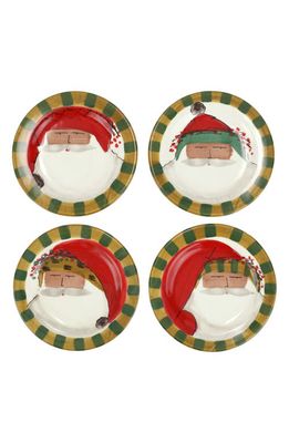 VIETRI Old St Nick Set of 4 Assorted Plates in Red Multi