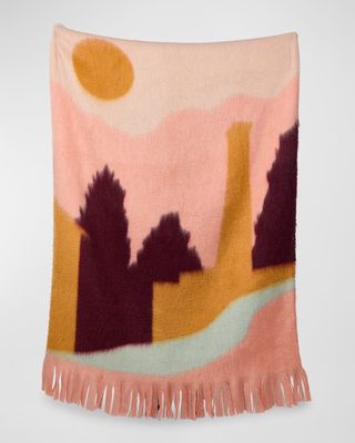 Views Collection Pink Mohair Throw Blanket