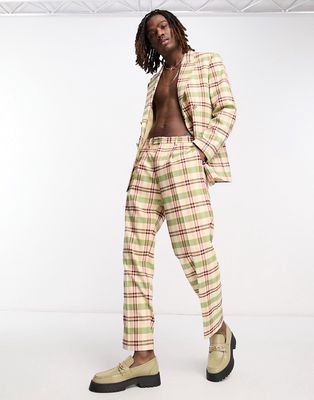 Viggo alba plaid suit pants in green