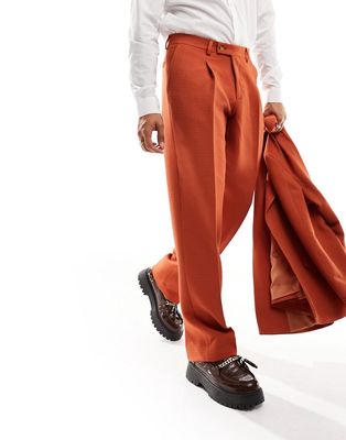 Viggo waffle suit pants in burnt orange