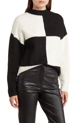 Vigoss Colorblock Crop Pullover Sweater in Black