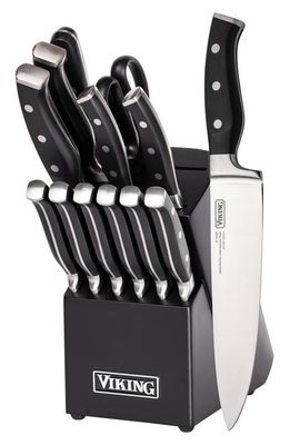 Viking 14-Piece German Steel Knife Block Set in German Steel/Black 