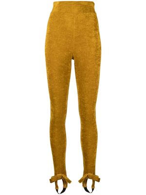 Viktor & Rolf bow-detail velvet stirrup leggings - Yellow