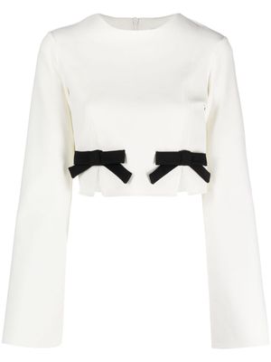 Viktor & Rolf bow-embellished cropped blouse - White