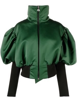 Viktor & Rolf bow-embellishment puffed-sleeve bomber jacket - Green