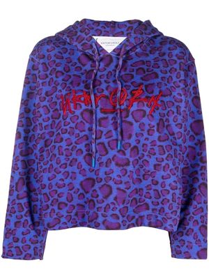 Viktor & Rolf chenille logo-patch drawstring hoodie - Blue