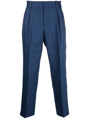 Viktor & Rolf embroidered-logo cropped trousers - Blue