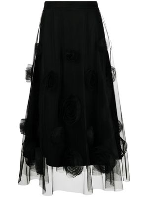 Viktor & Rolf flower-detail tulle midi skirt - Black