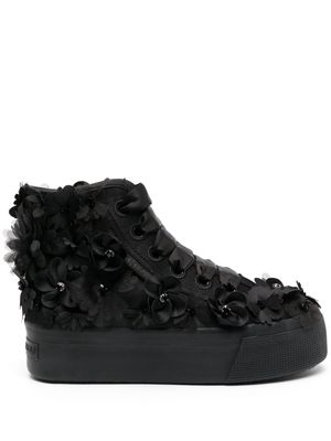 Viktor & Rolf flower-embellished high-top sneakers - Black