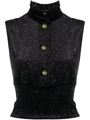 Viktor & Rolf glitter-embellished velvet top - Black
