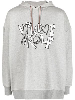 Viktor & Rolf logo-print cotton hoodie - Grey