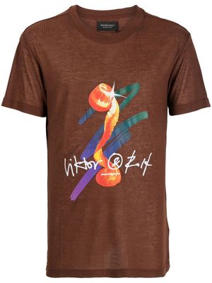 Viktor & Rolf logo-print short-sleeved T-shirt - Brown