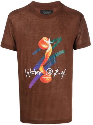 Viktor & Rolf orange-print short-sleeved T-shirt - Brown