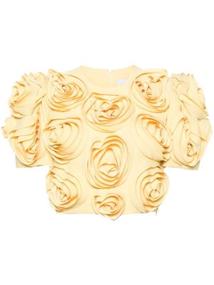 Viktor & Rolf rose-appliqué cropped top - Yellow