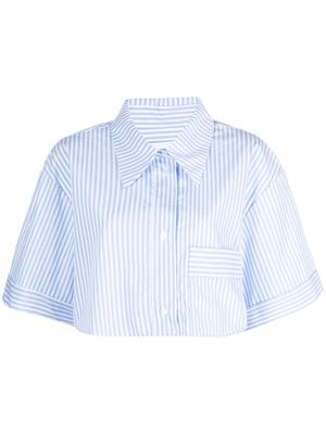 Viktor & Rolf striped cropped organic-cotton shirt - Blue
