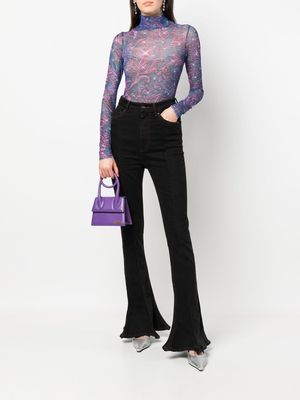Viktor & Rolf Undercover logo-print sheer top - Purple