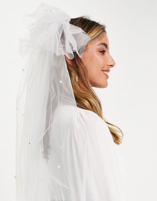 Vila Bridal veil with tiering and embellishment in white