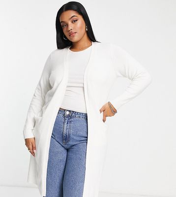 Vila Curve longline knitted cardigan in white